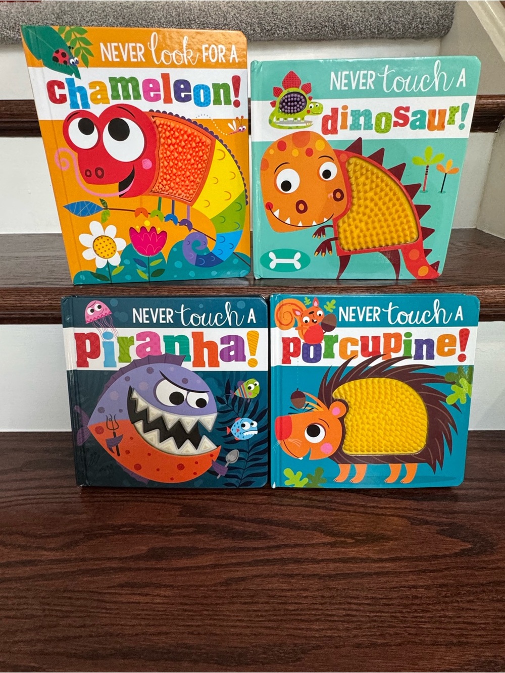 4 Colorful Never Touch series 3D/Feel Board Books